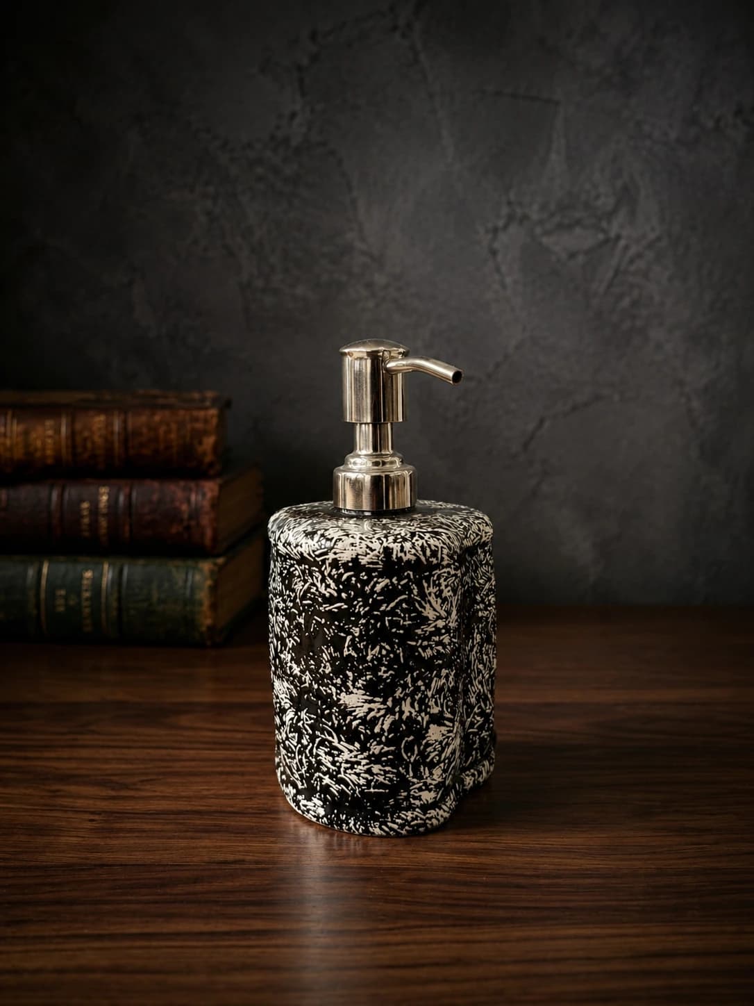 Noir textured ceramic soap dispenser