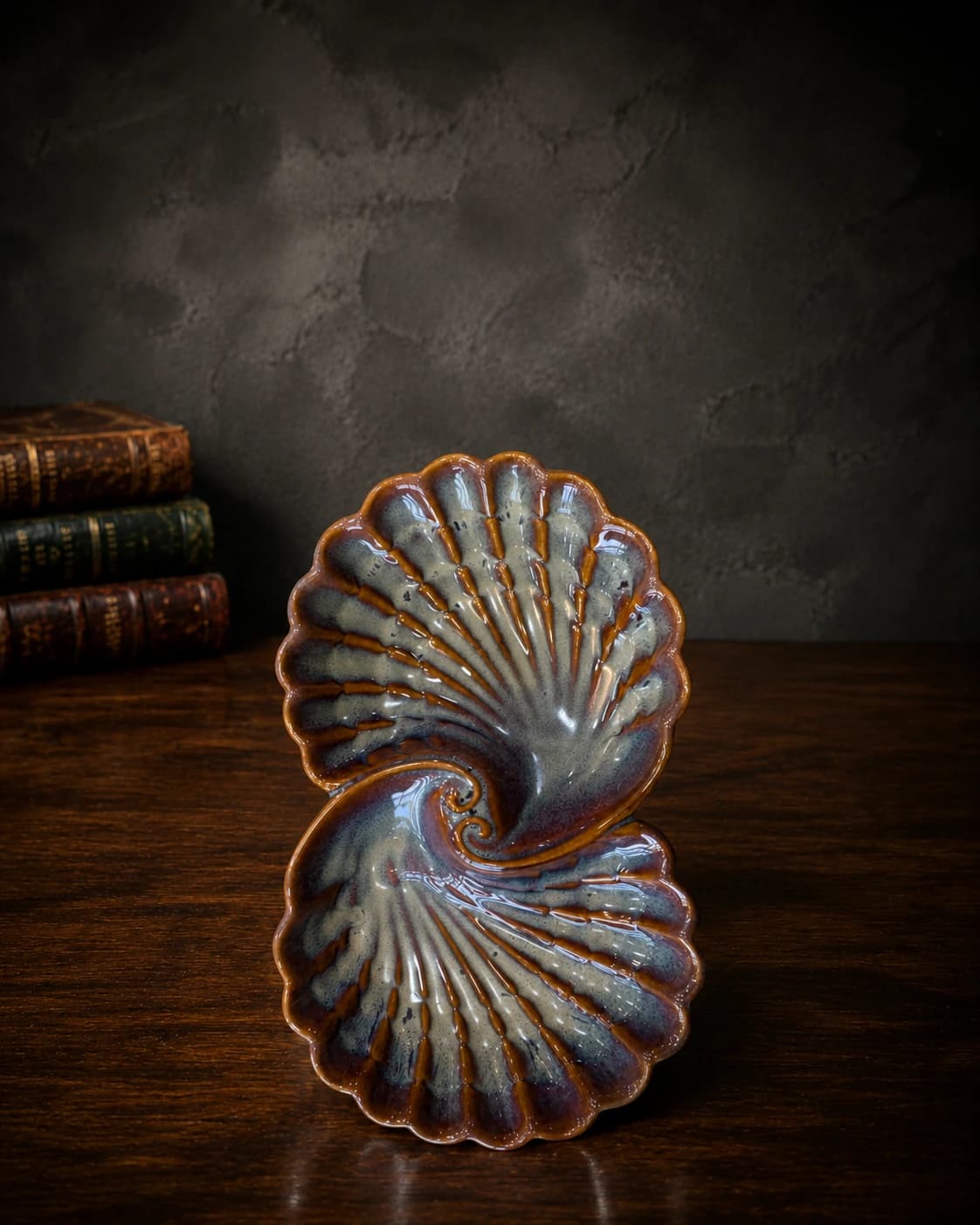 Twin shell reactive ceramic serving platter
