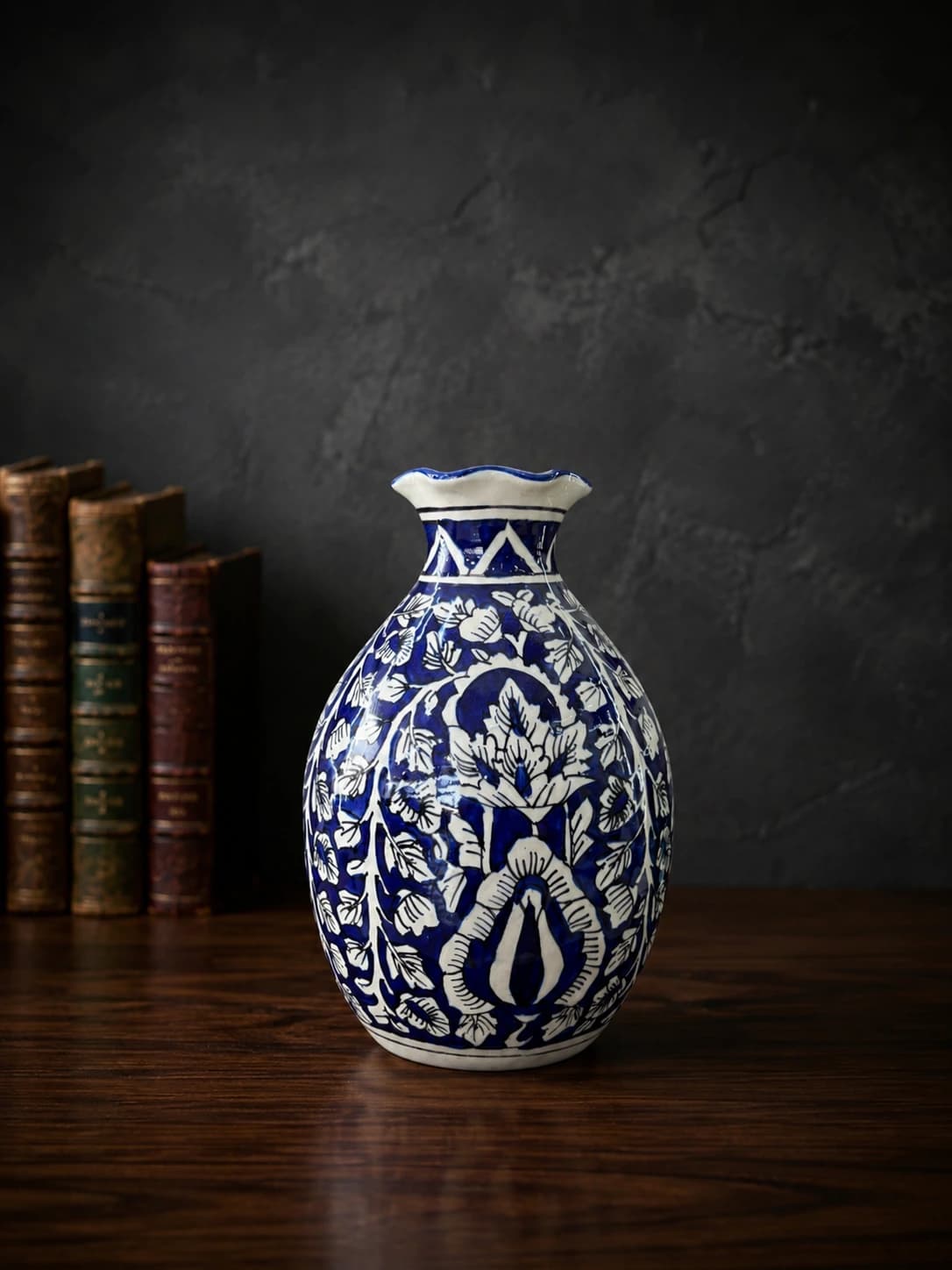 Indigo lotus heritage ceramic vase