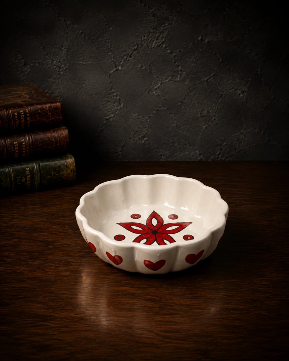 Red Floral Heart Bowl by Hira Industries