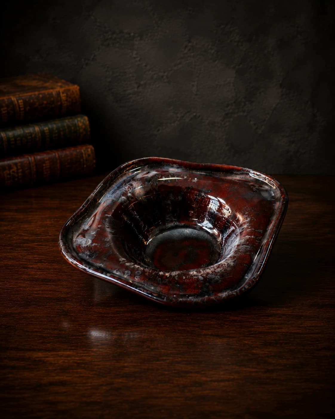 Crimson Smoke Square Bowl by Hira Industries