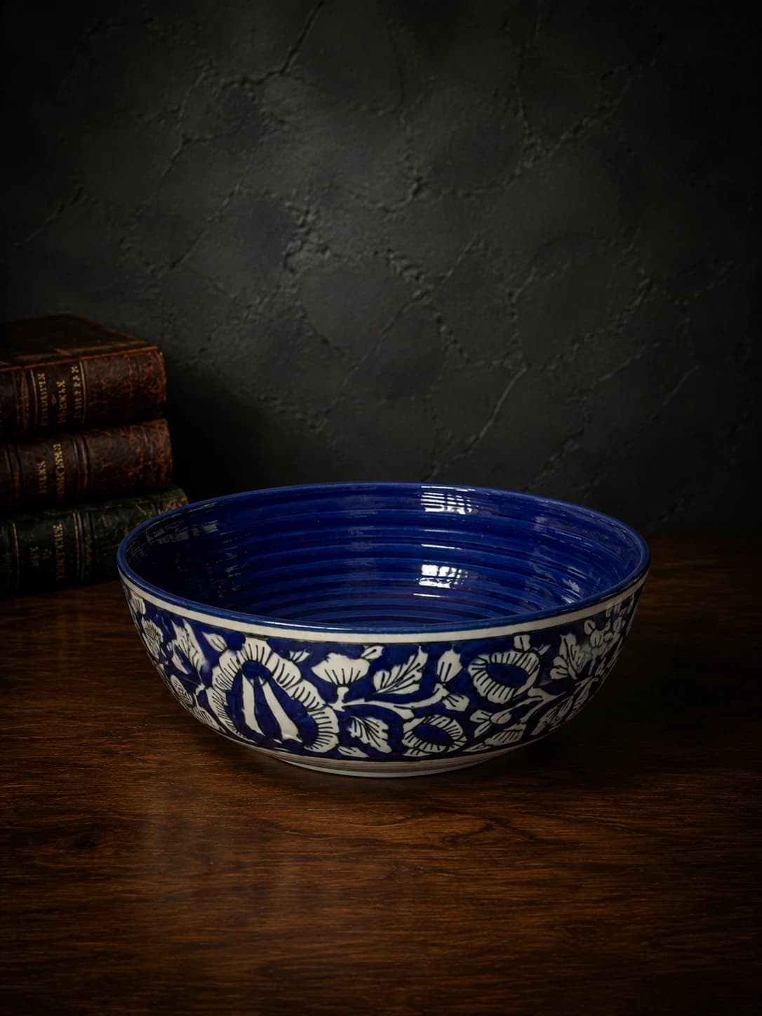 Indigo Bloom Serving Bowl by Hira Industries