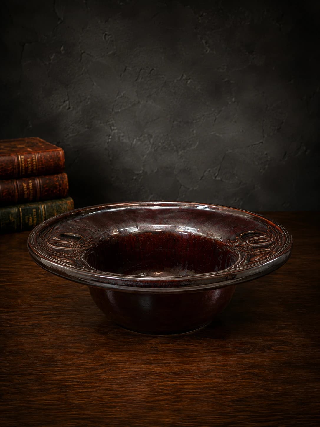 Crimson Embossed Halo Serving Bowl by Hira Industries
