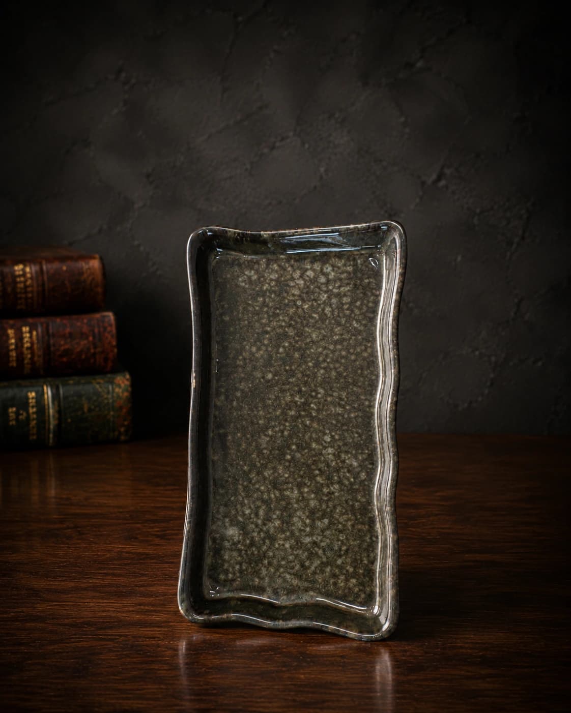 Olive Smoke Long Rectangle Serving Tray by Hira Industries