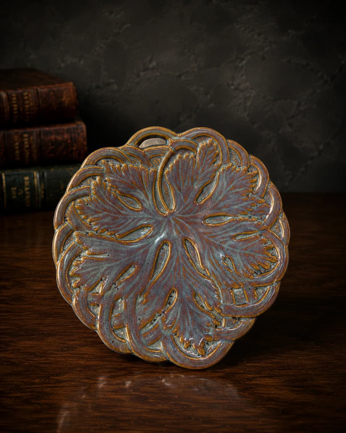 Antique Bloom Embossed Round Platter by Hira Industries