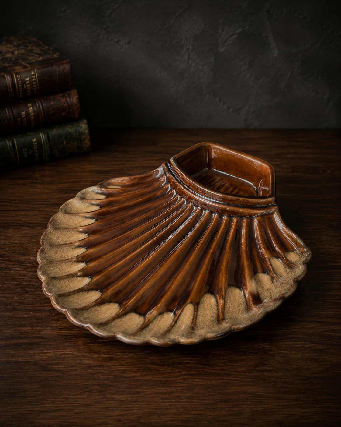 Amber Shell Snack Platter with Dip Bowl by Hira Industries