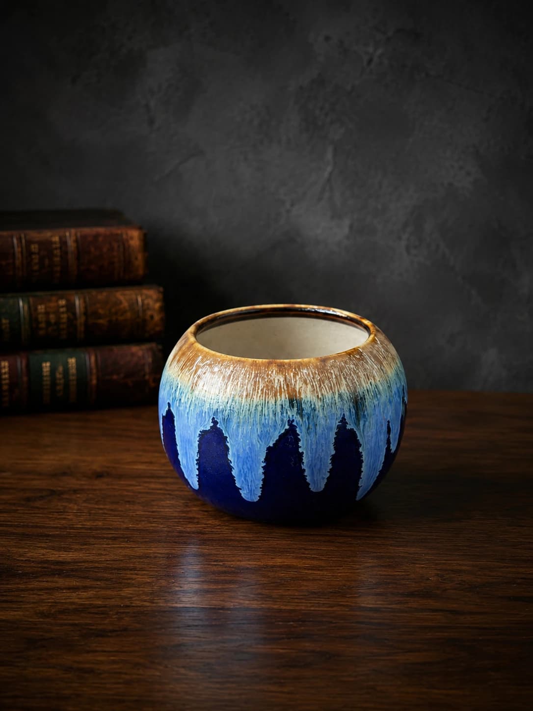 Cobalt Glacier Orb Ceramic Planter by Hira Industries