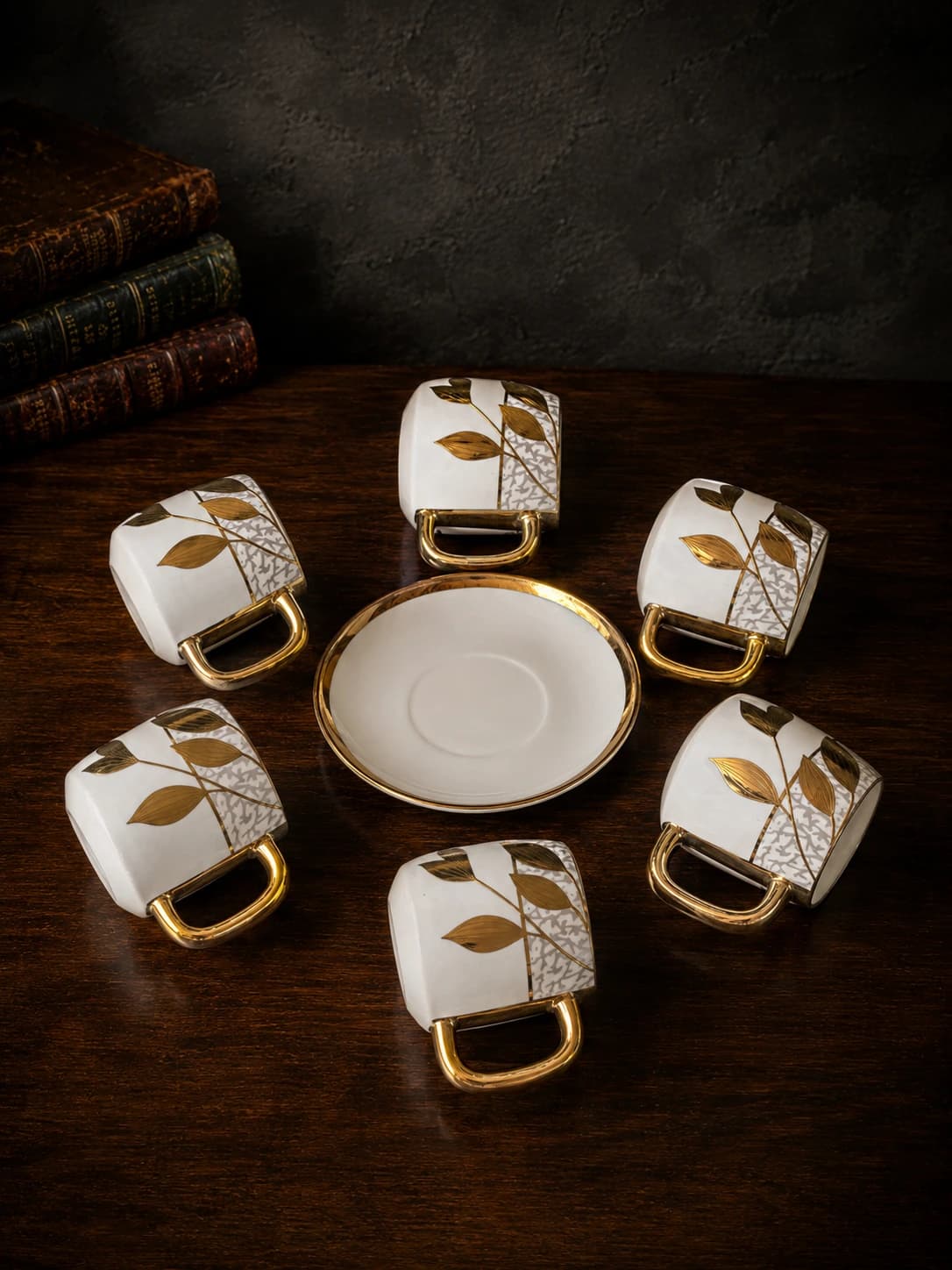 Golden Leaf Tea Cup Set by Hira Industries